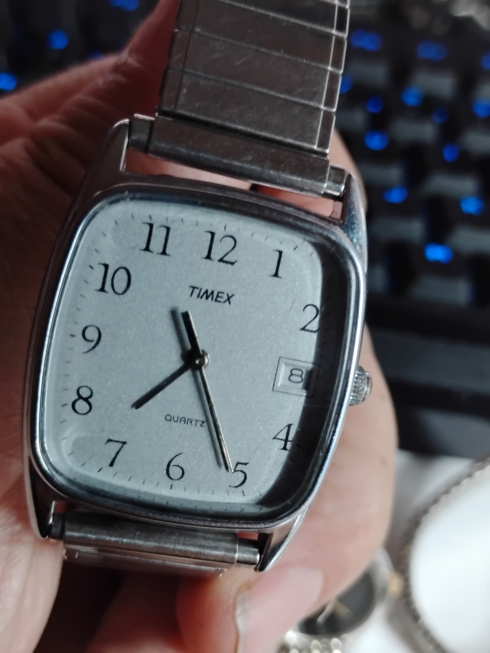Timex Men’s Silver-Tone Square Dial Quartz Watch